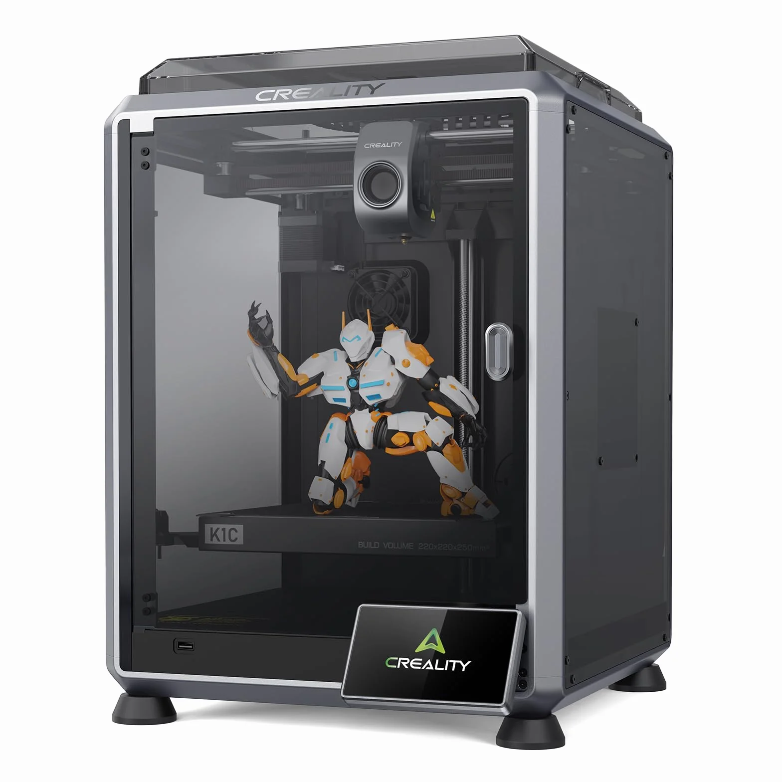 Creality K1C 2025 3D Drucker, CoreXY FDM Drucker mit 600 mm/s, AI-Kamera, Auto-Nivellierung, 300 °C Direktantrieb, Geschlossene Bauweise, für PLA, PETG, TPU, ABS, ASA & Carbonfaser