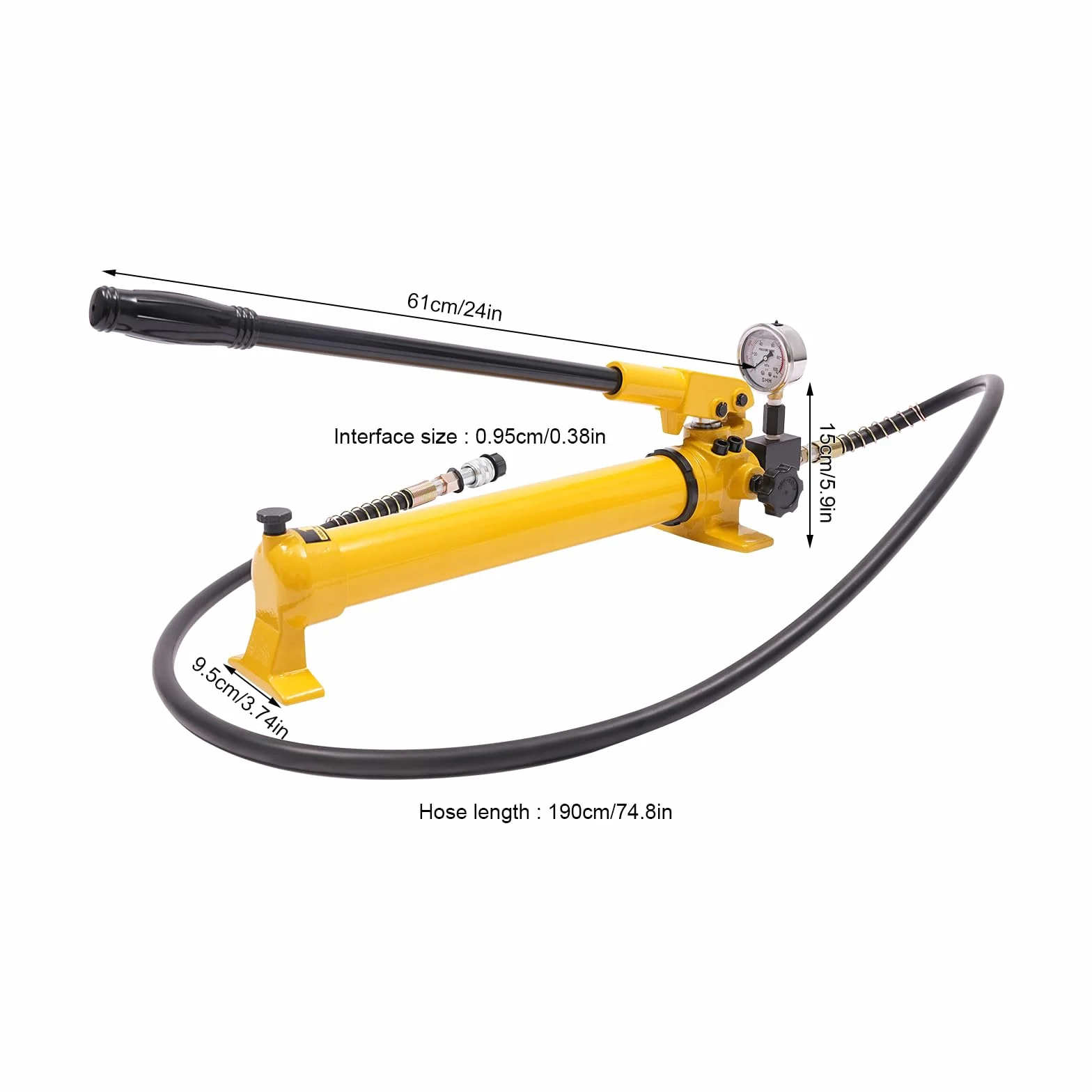700cc Manuelle Hydraulikpumpe, Handhydraulikpumpe mit Manometer Handgriff für Wartung Reparatur Maximaler Ausgangsdruck 700bar