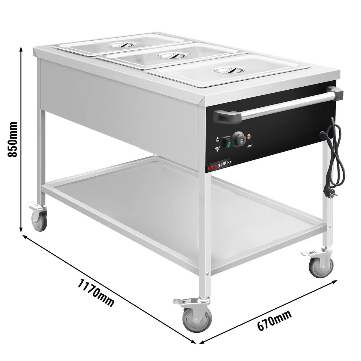 GGM Gastro Bain-Marie-Thermowagen 1,95 kW 3x GN 1/1