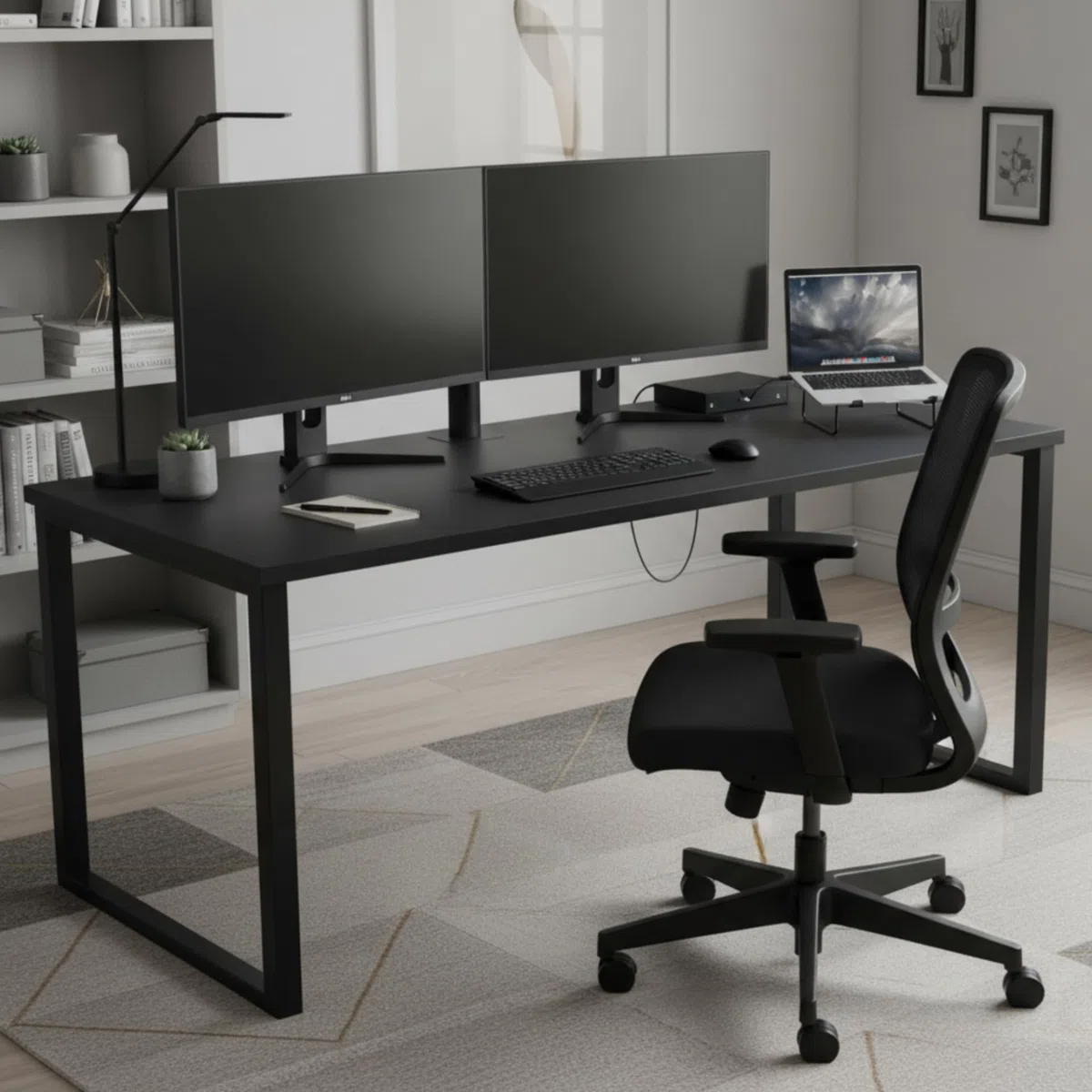 AUPROTEC Tischplatte 25mm schwarz 120x80 cm I Spanplatte mit 2mm ABS Kante & PU-Verleimung I melaminharzbeschichtet I robust & wasserabweisend