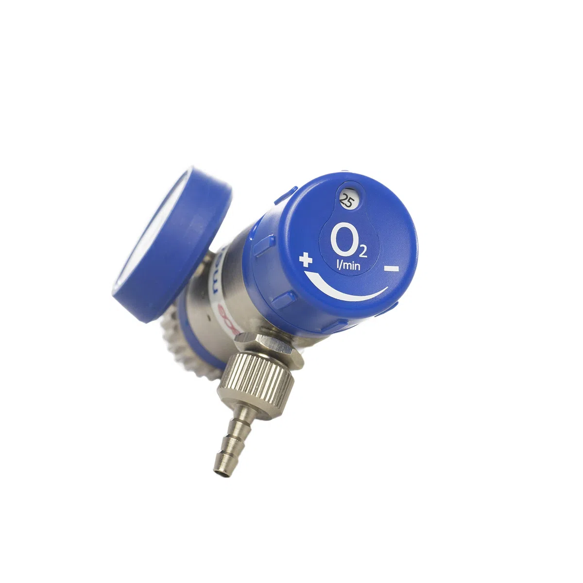 Sauerstoff Druckminderer (O2 Med.) MediSelect 25 "GCE" kurzer Anschlussbolzen, 0-25 l/min regelbar