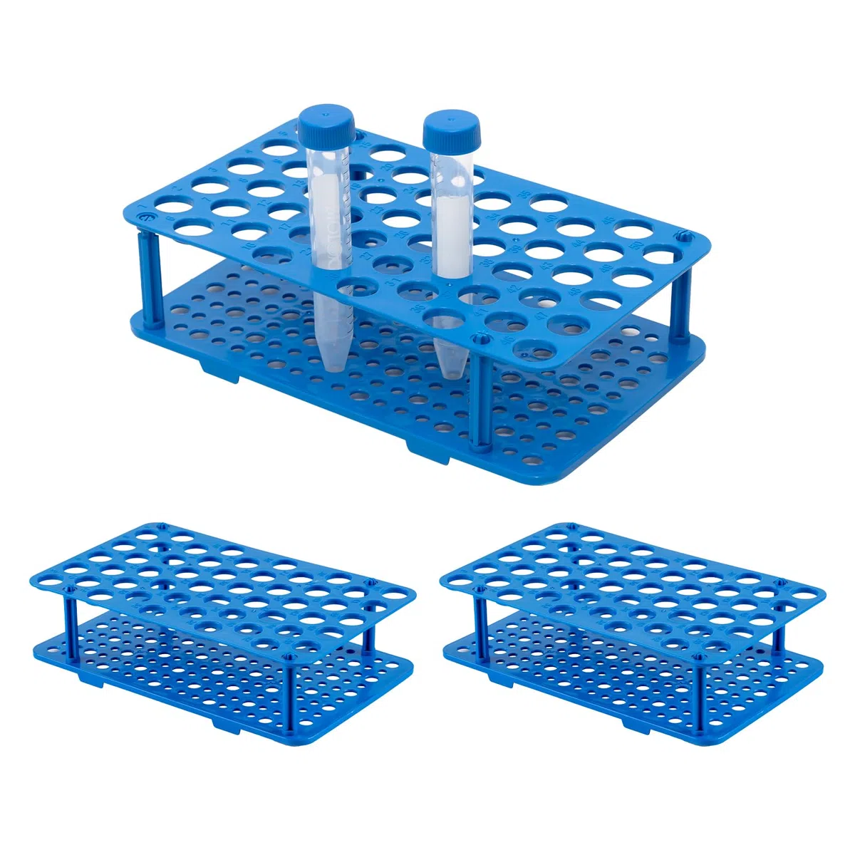 3 Stück 50 Brunnen Zentrifugenröhrchen Gestell, Zentrifugenröhrchen Rack Gefäßständer, Zentrifugenröhrchen Rack 15ml, Labor Rack, Labor Kunststoff Röhrchenhalter, Reagenzglashalter Regal