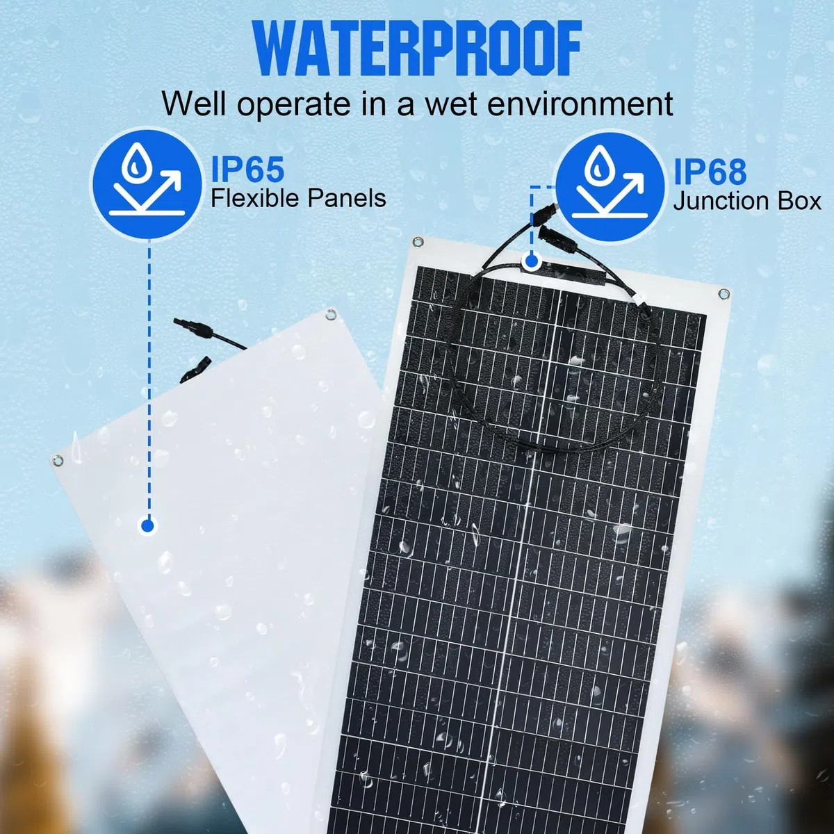 ECO-WORTHY 100W 12V Solarpanel Flexibel Monokristallines Solarpanel, Solarmodul mit Ladekabel für Wohnmobil Auto Boot 12V Batterien