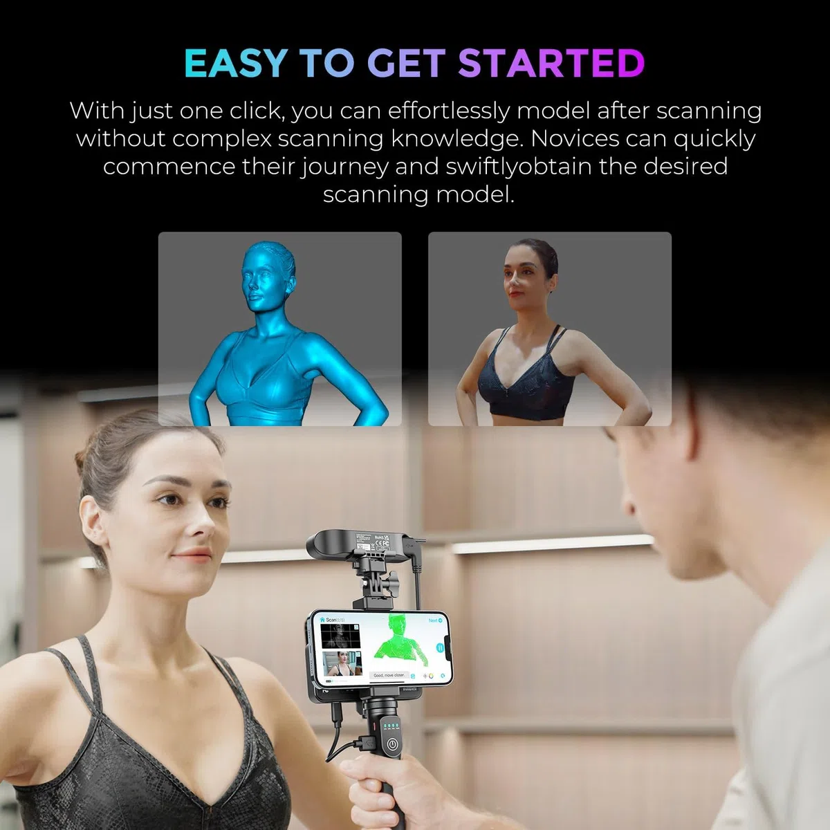 Creality CR-Scan Ferret Pro 3D Scanner, tragbarer 3D Scanner für 3D Drucker, 3D Druck modellierung, 0,1 mm Genauigkeit, 24 Bit Vollfarbscan, Anti-Shake, Wifi 6, für Android IOS Phone PC Mac Win