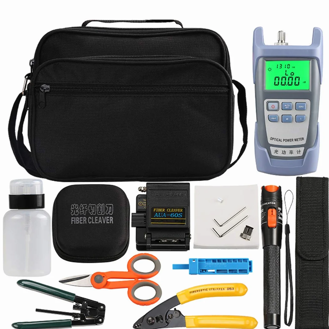 Osairous 16 Stück/Set FTTH Faser-Werkzeug mit Photometer, Glasfaser, AUA-60S, Visueller Fehlersucher 10 km
