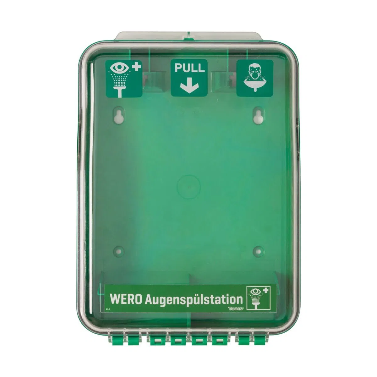 WERO Augenspülstation DustProof - leer | mit transparentem Deckel & Staubdichtung, für 2 WERO Augenspülflaschen P8/A8, zur Wandmontage geeignet