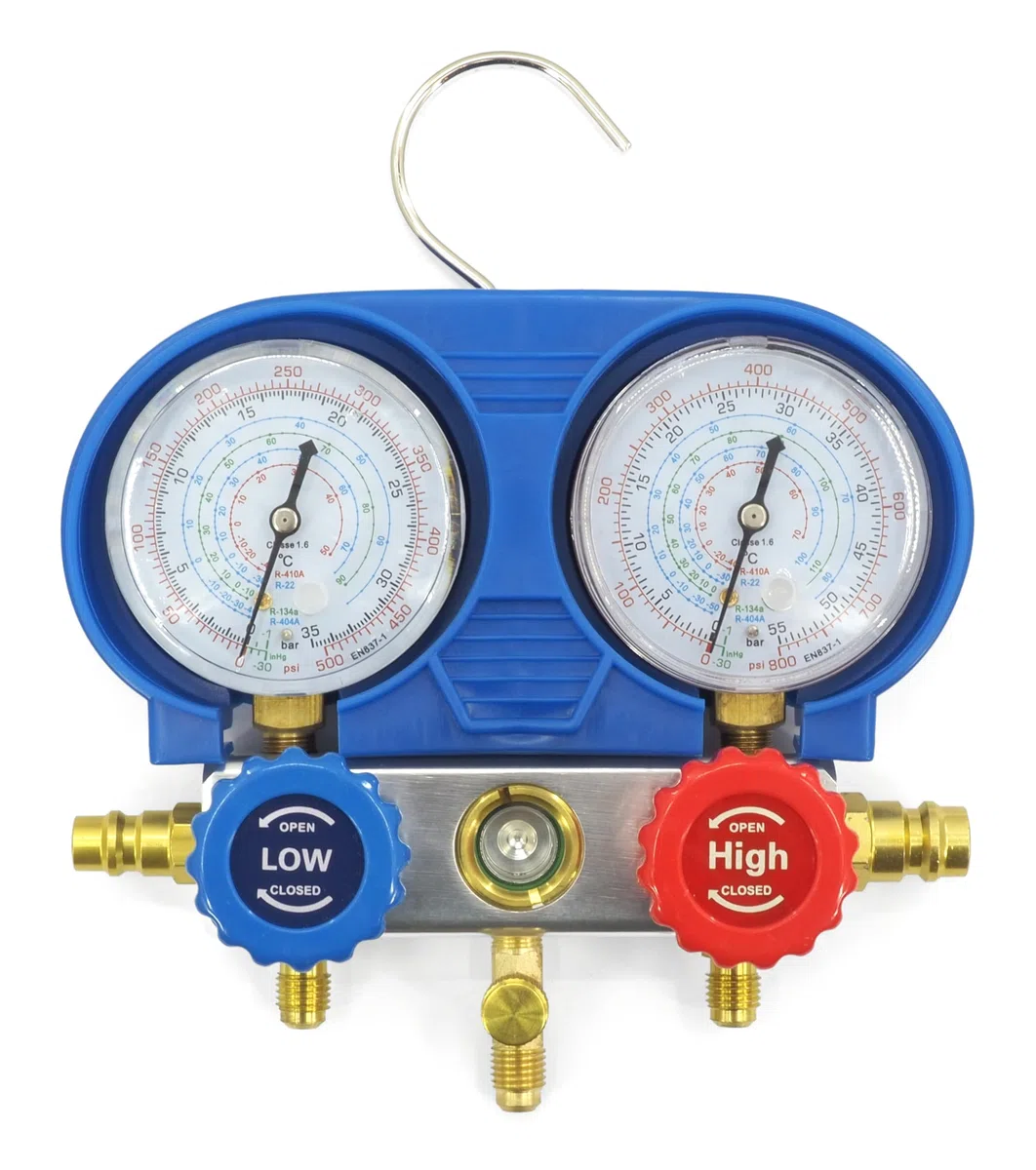 Klimaanlage Monteurhilfe Gauge Set - Kältemittel Manifold Messgerät Set - Schutzgasflasche 8L/10L Stickstoff für Klimaanlage R134A R410A R22 - Manometer 1/4 Zoll