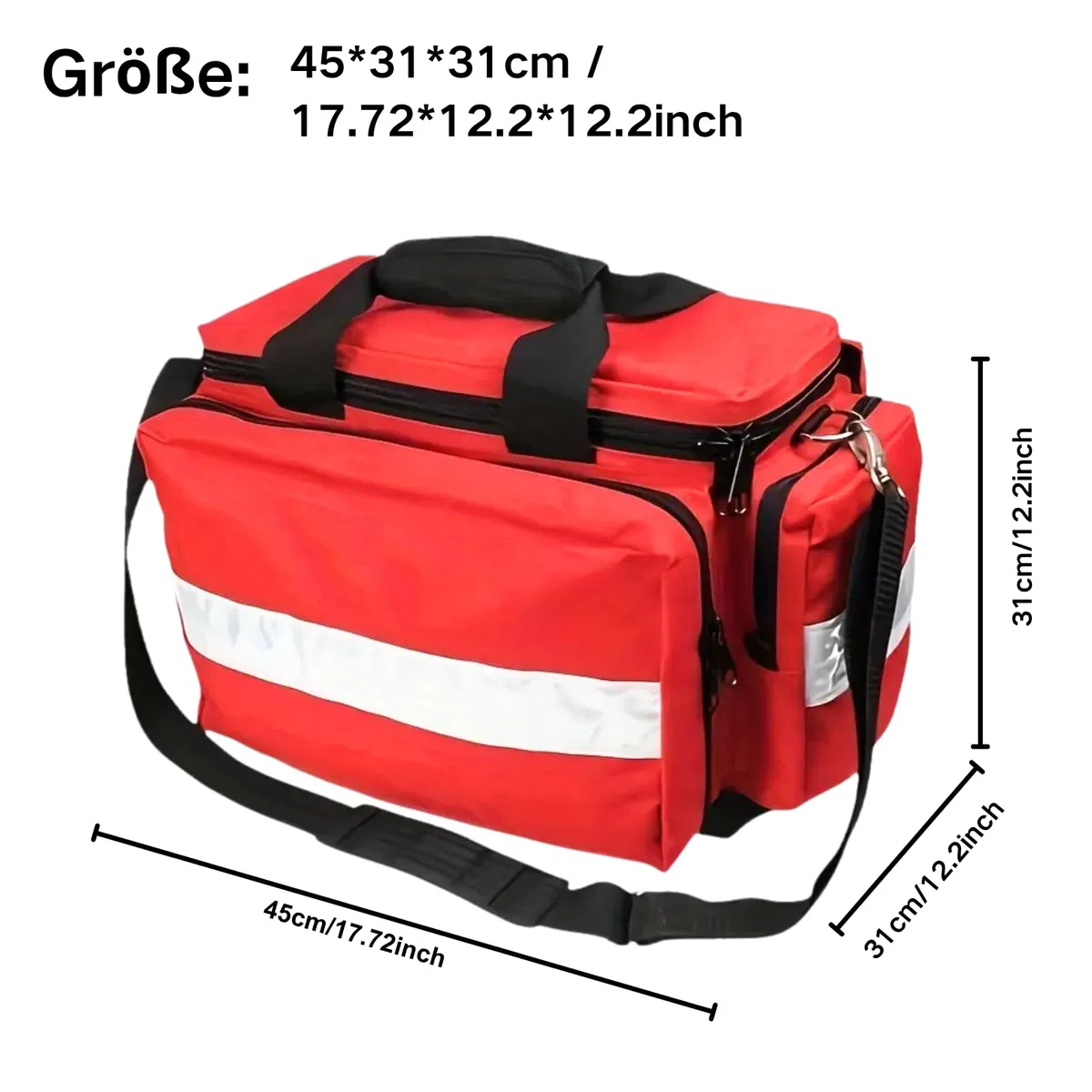 Erste-Hilfe-Tasche Leer Groß,Notfalltasche Leer - Sanitätstasche für Häusliche Pflege, Arzt, Reise & Notfall (Rot)