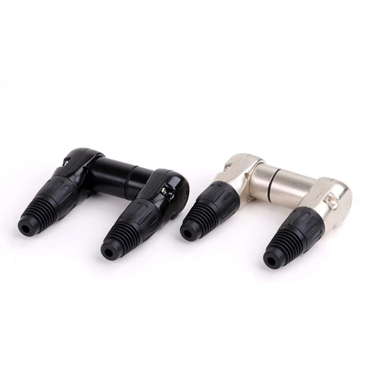X L-R-Stecker, Audio-Stecker, Mikrofonstecker, 3-poliger Stecker, Buchse, Metall, rechtwinklig, multidirektionaler Drahtverbinder, 10 Stück (D1036M Schwarz)