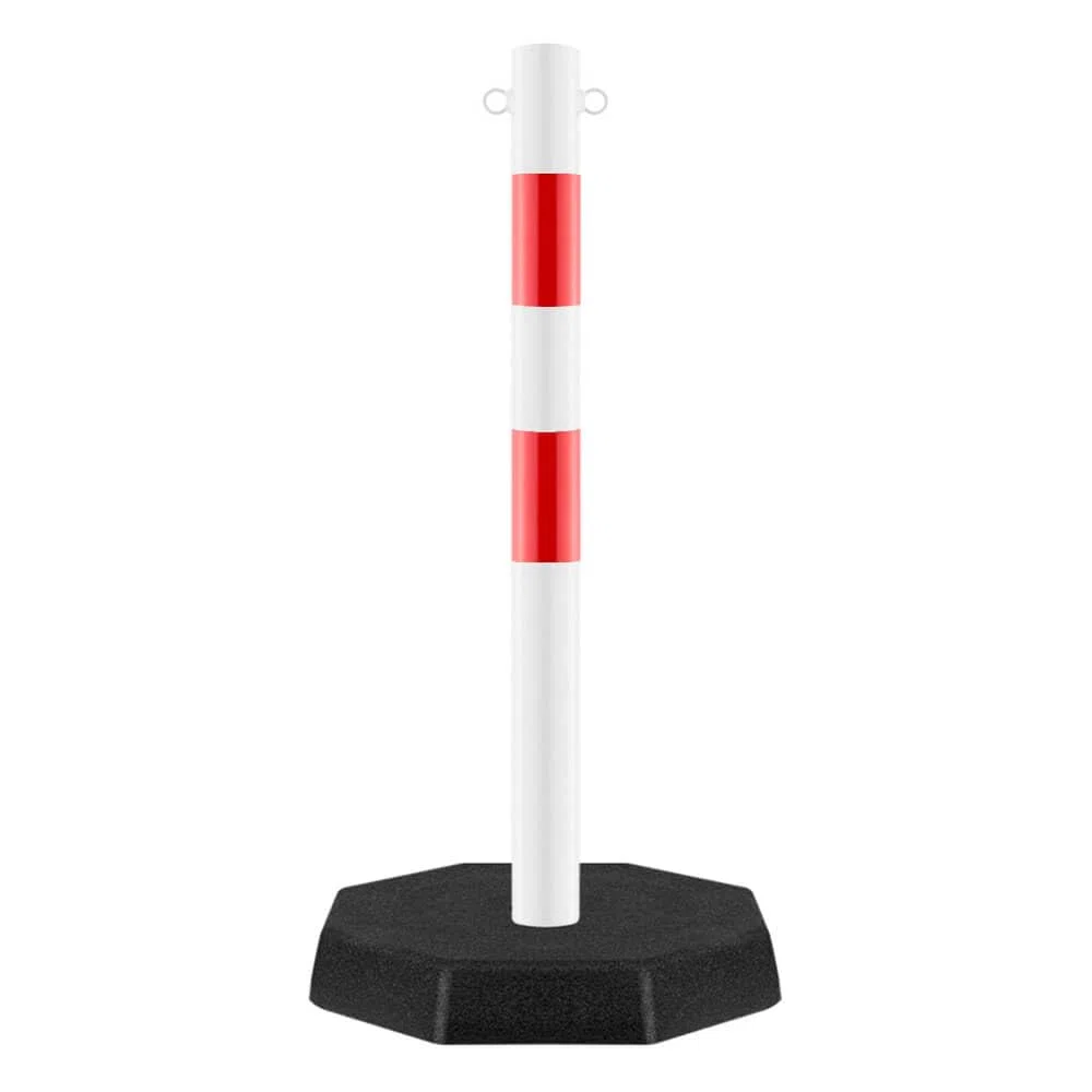 ROBUSTO Kettenpfosten-Set STAHL, rot/w, Ø 6 cm, 100 cm, Art.-Nr. 37137 | Kettenpfosten | Absperrpfosten | Absperrkette