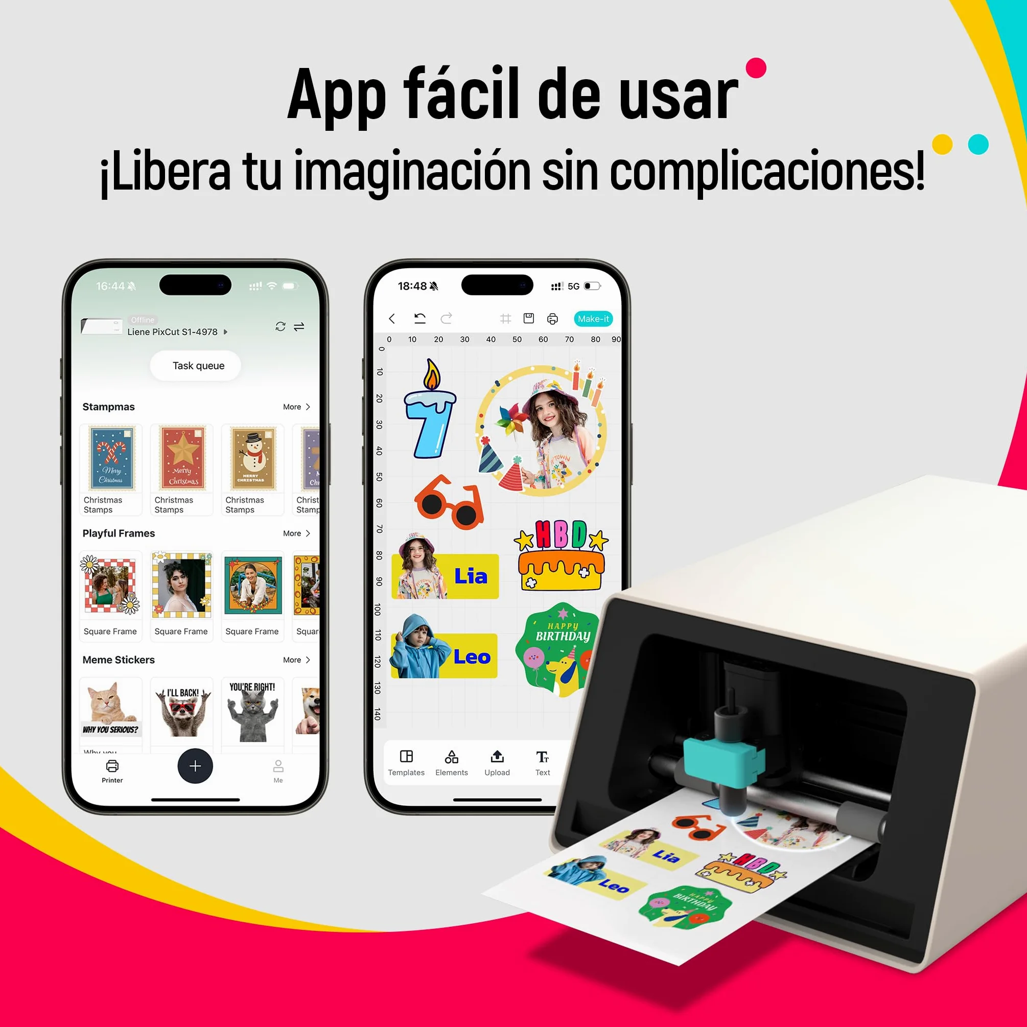 Liene PixCut S1 Creator-Paket – All-in-One Sticker-Drucker für DIY-Basteln, individuelle Etiketten & Geschenke, Thermosublimation, 300-dpi-Drucke, präziser KI-Automaticschnitt
