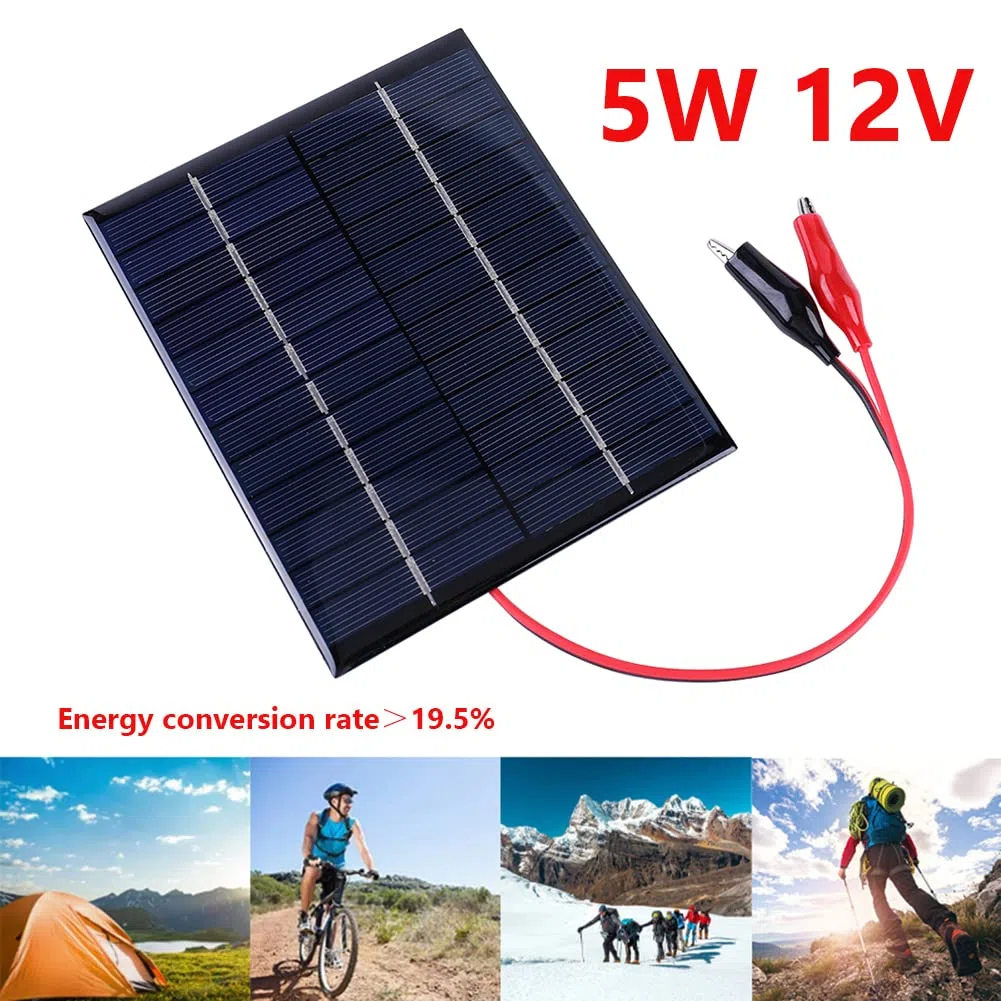 Wasserdichte 5W 12V Solarpanel Outdoor tragbar DIY Solar Ladegerät Polysilizium Epoxy Panel 136x110MM Solarladegerät für 9-12V Batterieladung (1Pc)