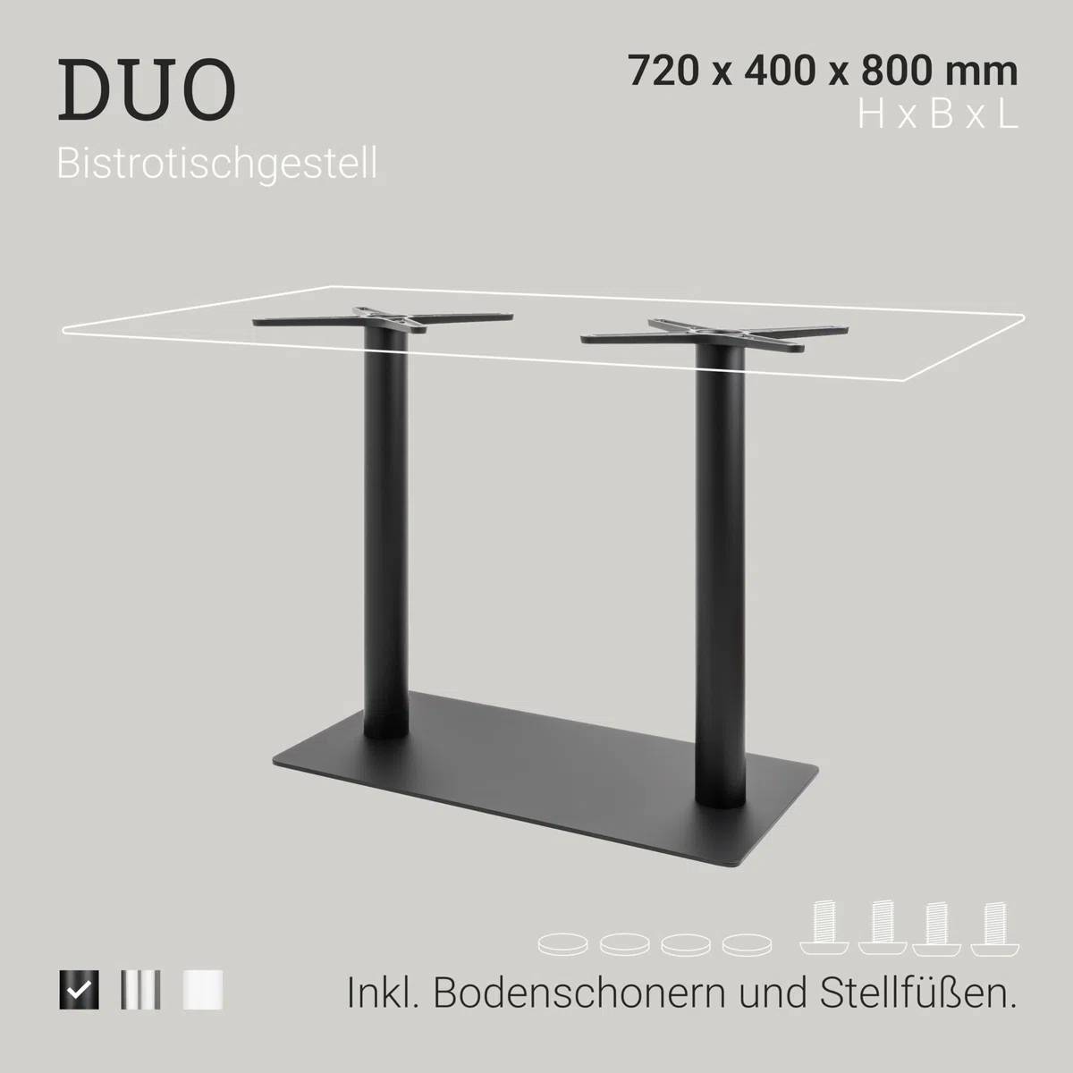 Natural Goods Berlin 1x Bistrotischgestell Duo RUND - Tischbeine Metall Schwarz Outdoor Bistrotisch Outdoor 72cm- Tischbeine Schwarz, Tischfüsse Aus Metall - Zwei Tischfüße Für Drinnen & Draußen
