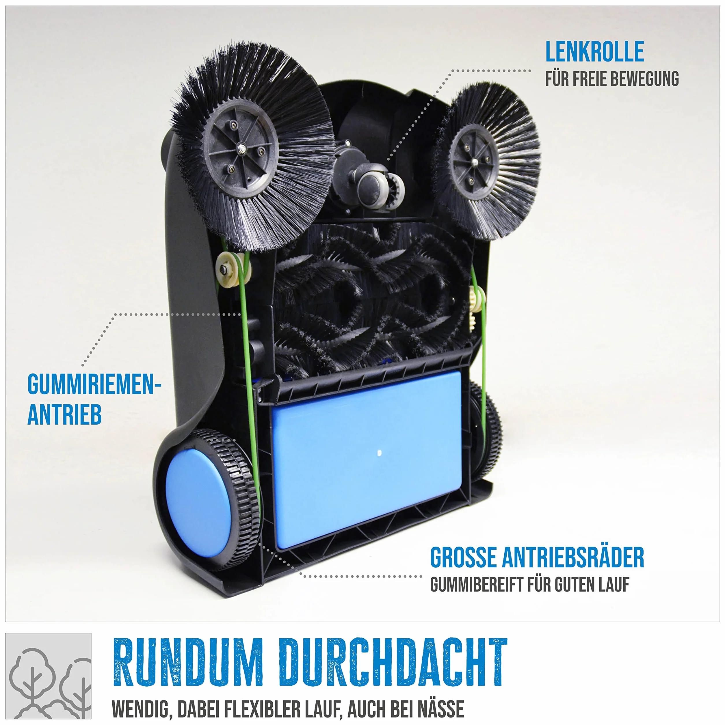 Güde Kehrmaschine GKM 700 manuell, 700 mm Kehrbreite, 14 l Schmutzbehälter, 2000 m² Flächenleistung/Stunde, Blau