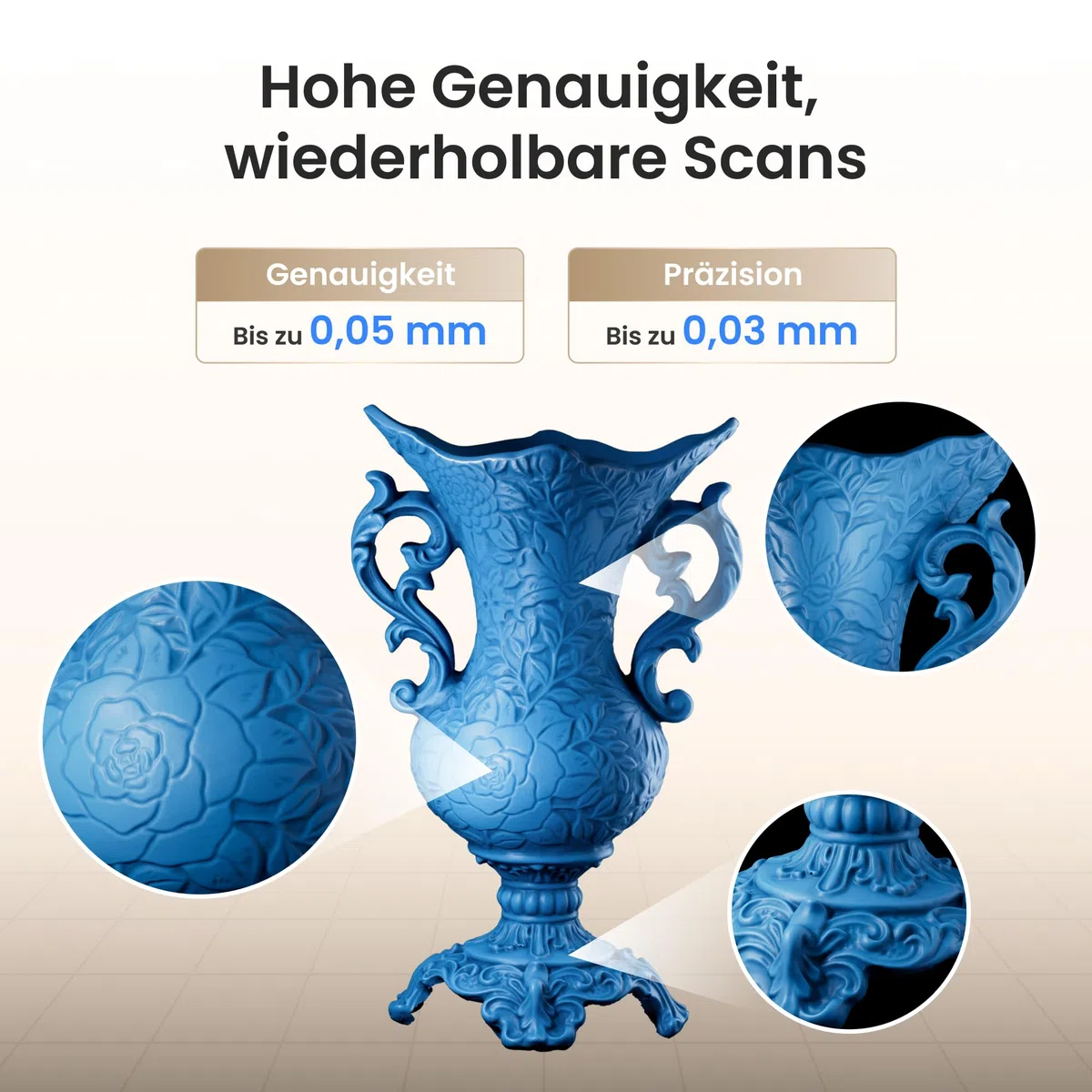 Revopoint INSPIRE 2 3D-Scanner für 3D-Druck, bis zu 0,03 mm Präzision, Mehrstrahl-Laser & Strukturiertes Licht, Scannen im Freien & Kabelloses Scannen, Vollfarbscans, Optischer Zoom, 190g, Standard