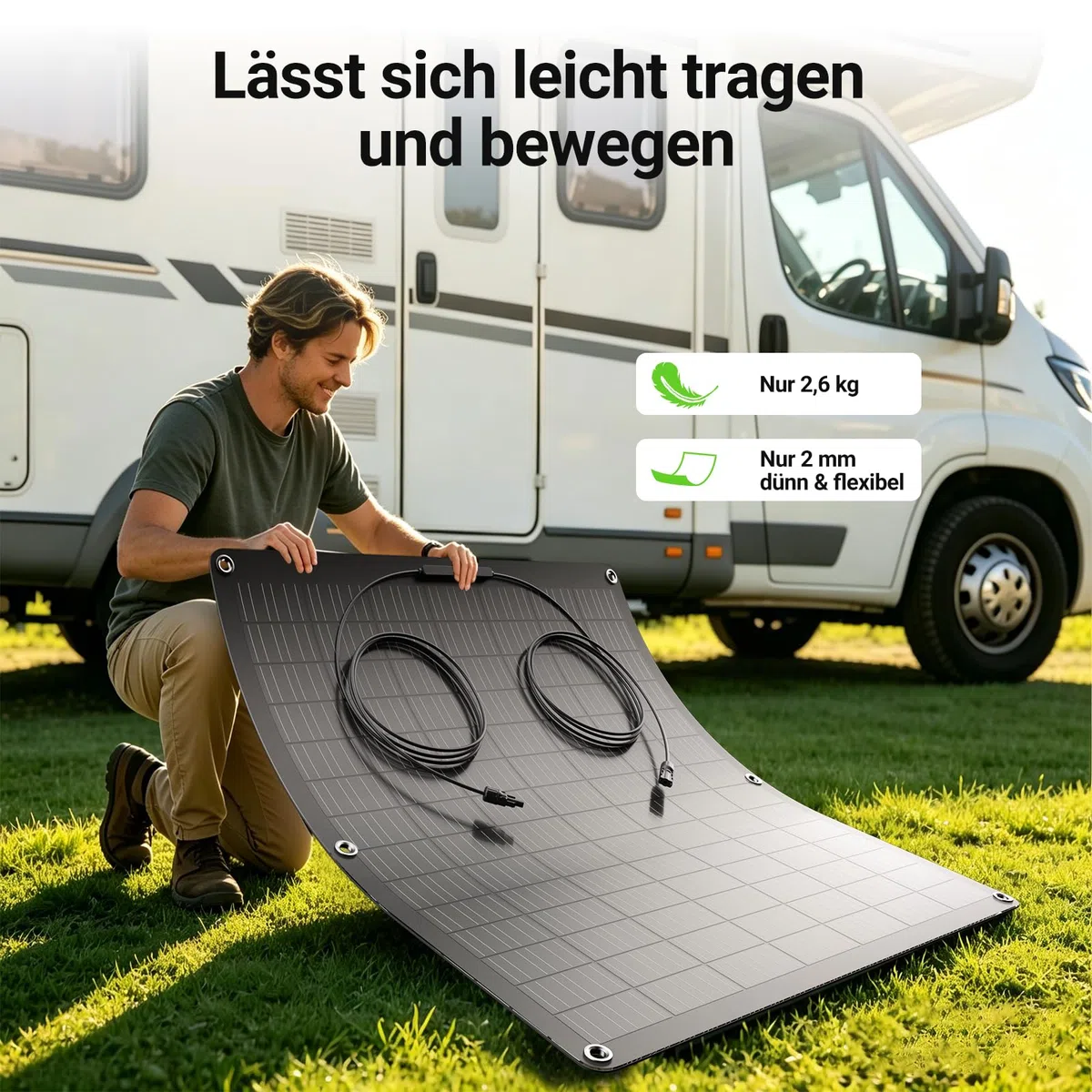 480W Flexibel Solarpanel, 2 x 240W Flexibles Solarmodule, IP67, 23,5% Umwandlung Photovoltaik Panel Balkonkraftwerk Solarzelle Ideal für Wohnmobil Boot Balkon Camper Gartenhaus Dach