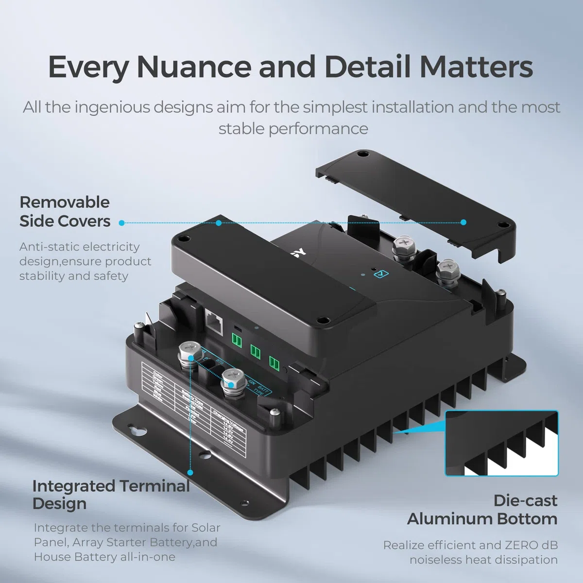 Renogy 50A DCDC Batterieladegerät mppt solarladeregler ladebooster 12V netzunabhängig für Starterbatterie und Versorgungsbatterie Wohnmobil, Wohnwagen
