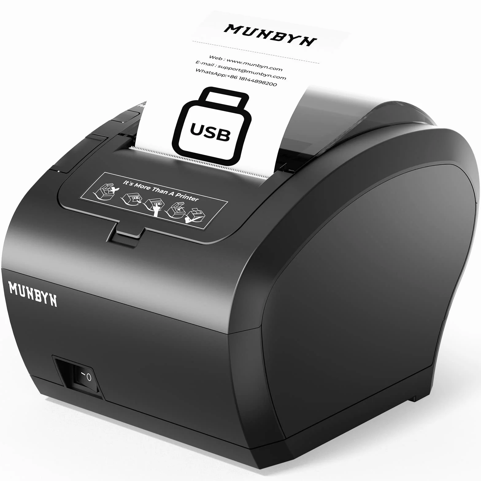MUNBYN Thermodrucker Bondrukcer 80mm Auto-Cut Schublade Drucker, Hochgeschwindigkeits Drucken 230mm / sec, USB Schnittstelle, kompatibel mit ESC/POS Druck Befehlen eingestellt-EU Schwarz [P047U]