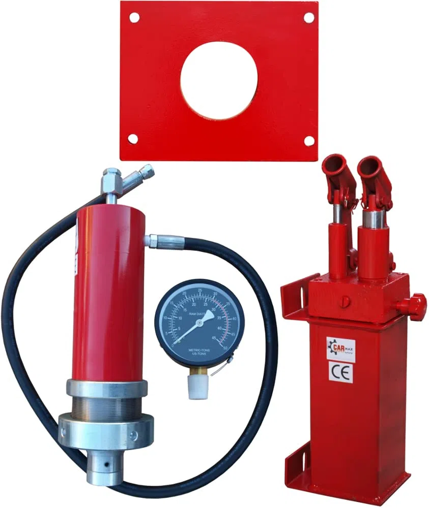 Carmax Werkstattpresse Satz 30T Hydraulikpumpe Doppelantrieb Hydraulikzylinder Manometer Montageplatte