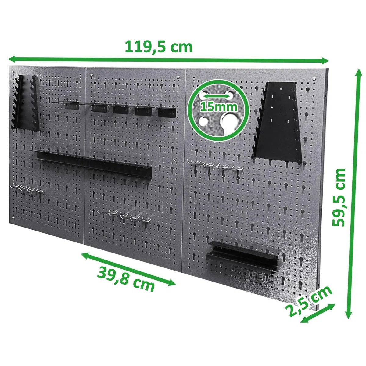 Ondis24 Werkbank Werkstatt 120x60cm Mit 25mm Melaminarbeitsplatte, 151cm Höhe, 2 Ablageflächen, Metallgehäuse, Lochwand Werkstatt Set Mit 3 Lochwänden & 22 Haken Für Handwerker