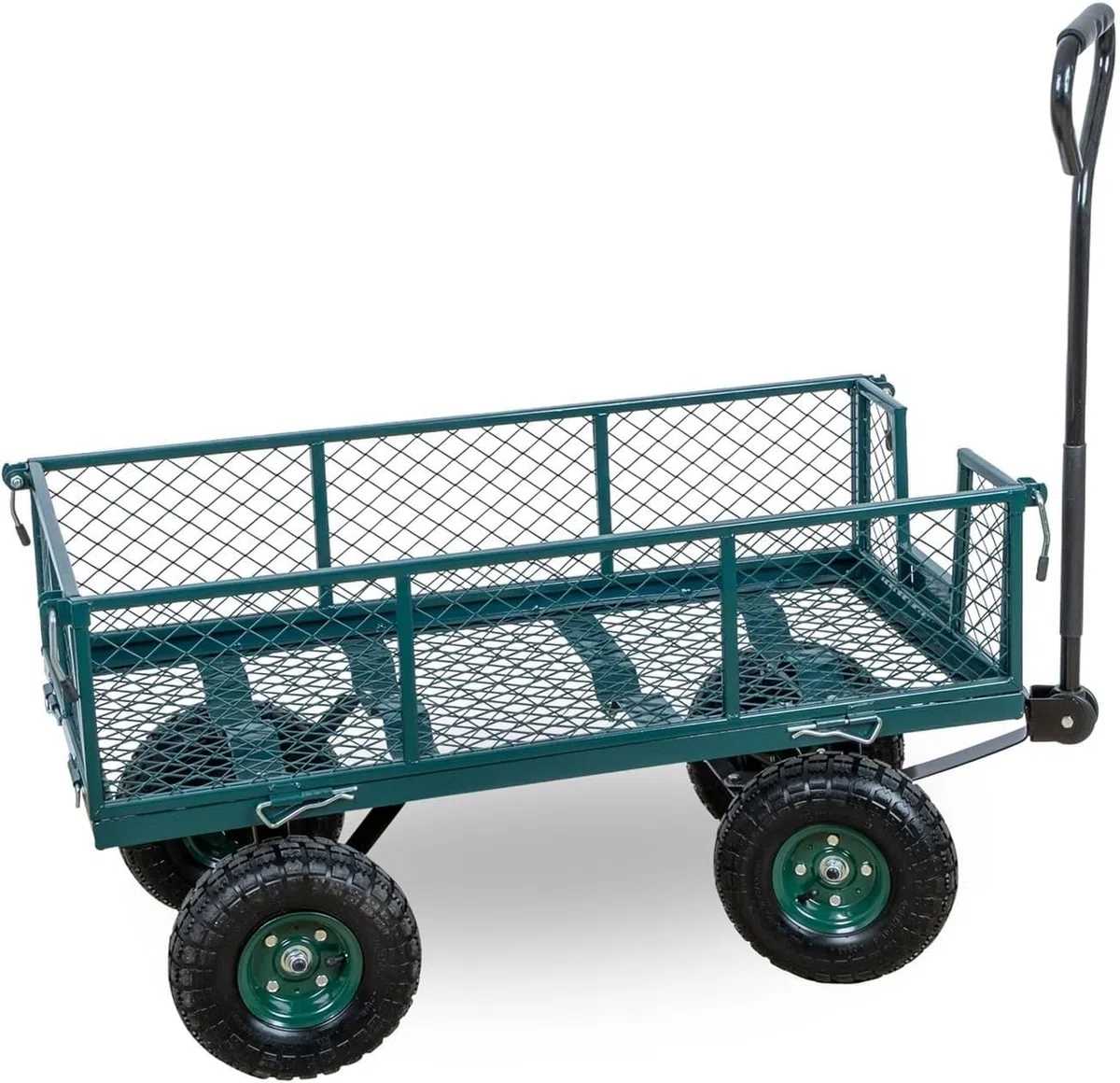 Gitterwagen Transportwagen bis 300kg – Robuster Handwagen mit Luftreifen, Abnehmbare Gitterwände, Ideal für Garten, Hof, Baustelle, Metallkonstruktion, Belastbar für schwere Lasten