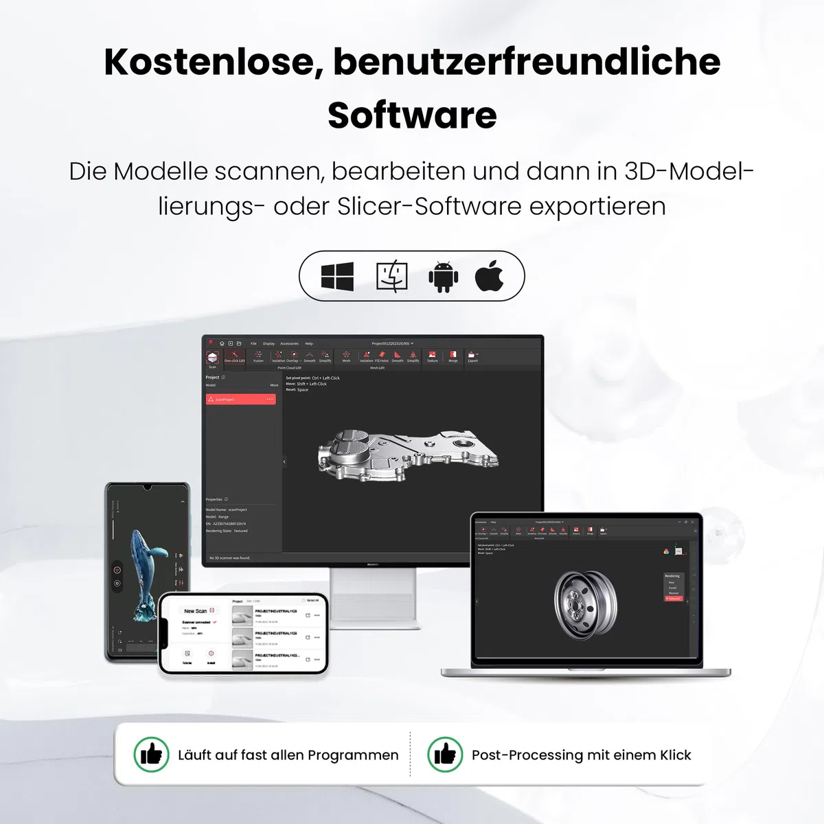 Revopoint INSPIRE 3D-Scanner für 3D-Druck, Handheld 3D-Scanner mit bis zu 18 FPS Scangeschwindigkeit, vollfarbiges 3D-Scannen, Quicksurface 30-Tage Testversion, Kompatibel mit Android/iOS/Mac/Win