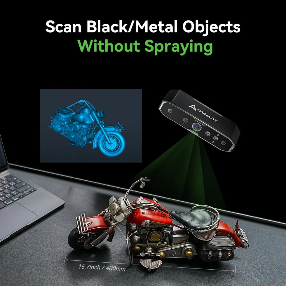Creality CR-Scan Otter 3D Scanner, Vierlinsiges Stereosystem für 10-2000mm Objekt/Körper/Gesicht Vollfarbscannen, Bis zu 0,02mm Genauigkeit 20fps Geschwindigkeit (MacOS/Windows)