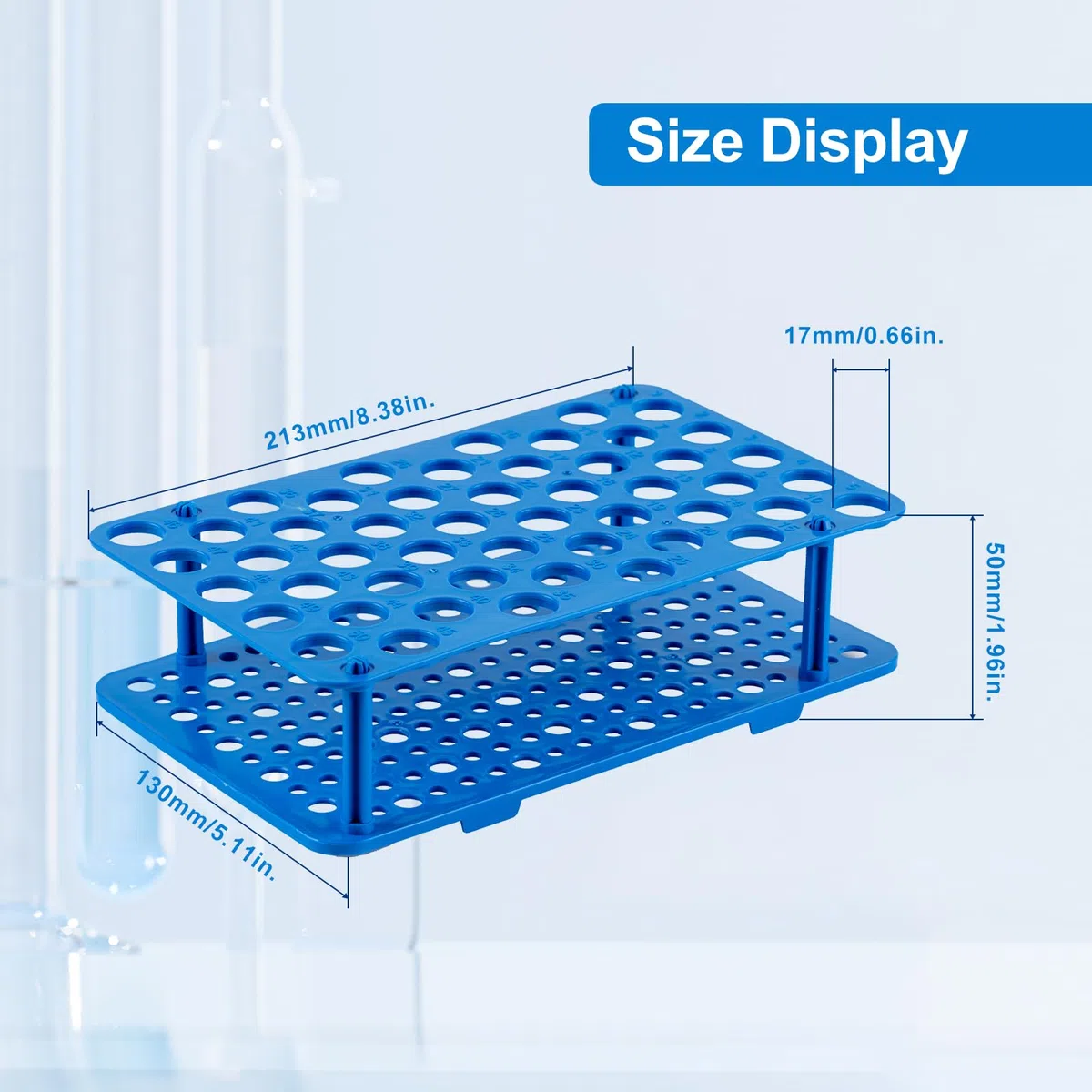 3 Stück 50 Brunnen Zentrifugenröhrchen Gestell, Zentrifugenröhrchen Rack Gefäßständer, Zentrifugenröhrchen Rack 15ml, Labor Rack, Labor Kunststoff Röhrchenhalter, Reagenzglashalter Regal