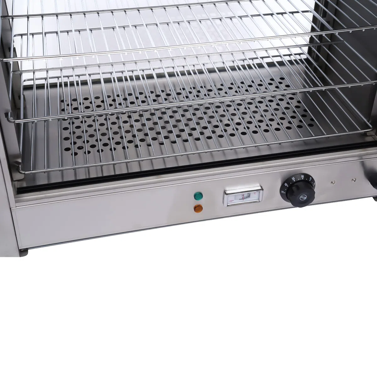 4Etagen Gastro SpeisenwäRmer HeißE Theke Warmhaltevitrine WäRmetheke HeißTheke Aufsatzvitrine Elektrisches Warmhaltegerät Imbiss Tankstelle Warmhaltetheke Einstellbare Temperatur 800W Silber