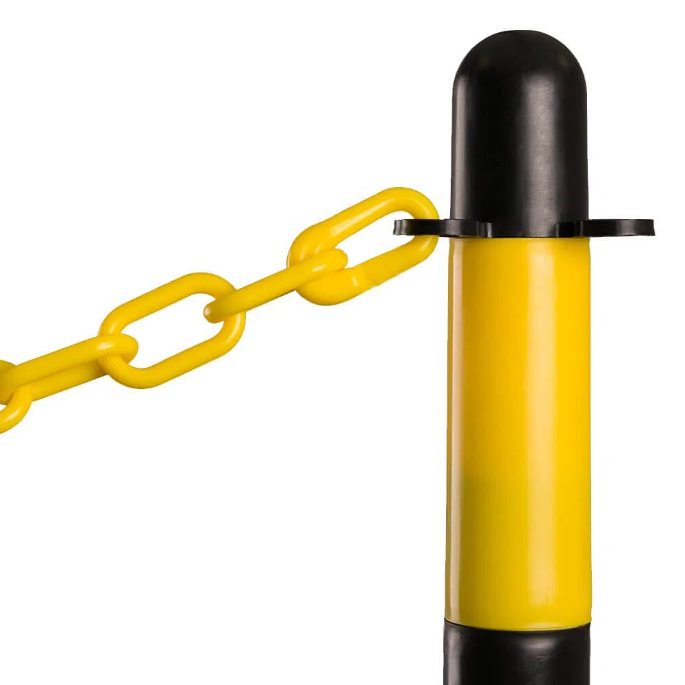 Kettenpfostenset für Arbeiten an Hochvolt-Systemen, mit Halter und Warnschildern, Art.-Nr. 610079 | Kettenpfosten | Absperrpfosten | Absperrkette