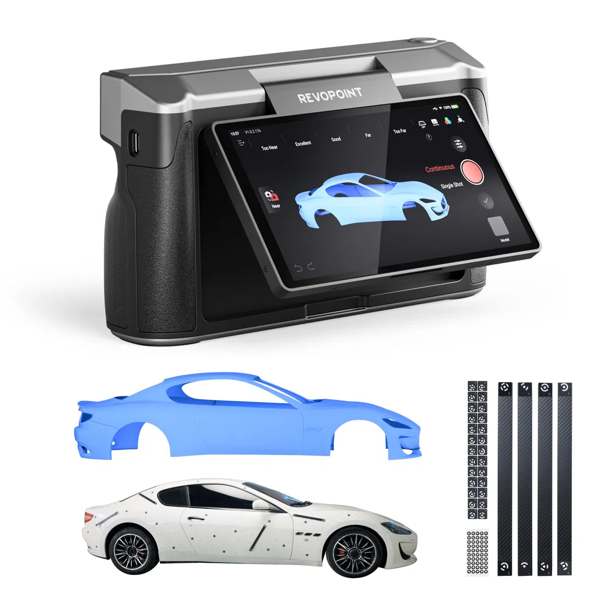 Revopoint MIRACO Plus 3D-Scanner für 3D-Druck, Eigenständiges Handgerät mit Fotogrammetrie, Optischem Zoom, Bis zu 0,02 mm Präzision, Vollfarb-RGB-Kamera für Kleine bis Große Objekte, 32GB