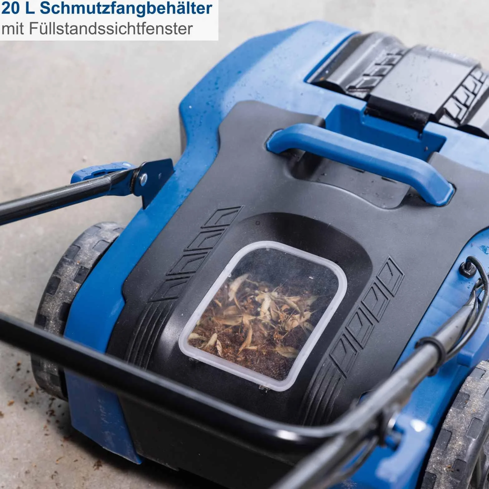 Scheppach Akku-Kehrmaschine C-S610-X, 610 mm Arbeitsbreite, max. Flächenleistung 2000 m² | Bürstengeschwindigkeit 160/190 / 220 U/Min | 20-V-IXES-Serie | inkl. 4Ah Akku & 2,4A Ladegerät