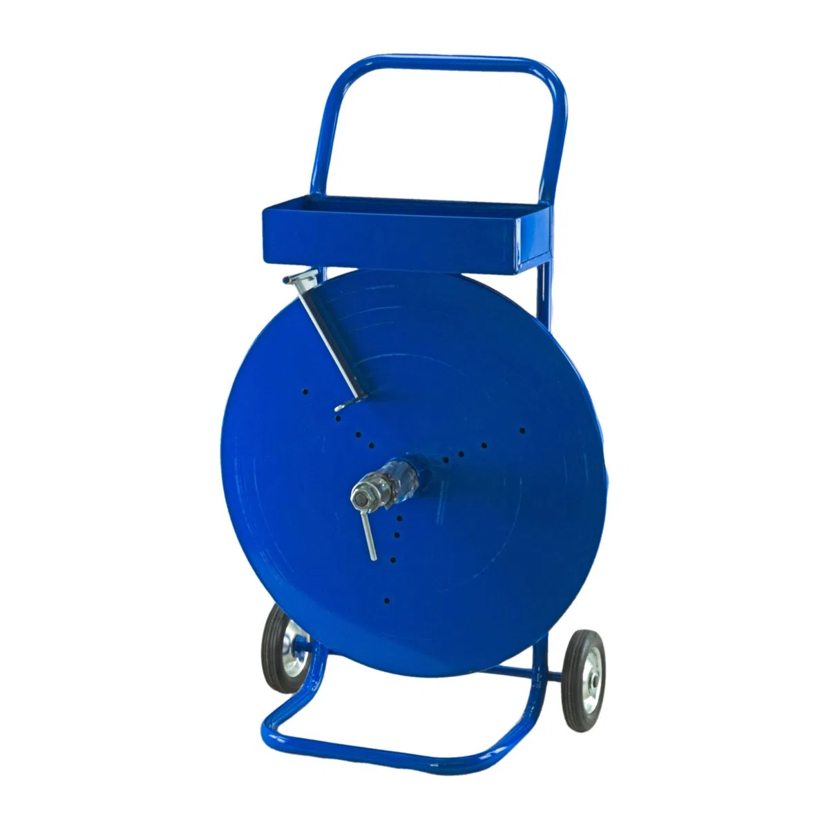 KK Verpackungen Abrollwagen 406 mm | 1 Stück, PET und PP Umreifungsband | Fahrbar mit Ablagebox für Metallklemmen und Bandspanner | Für Kerndurchmesser 200, 280 und 406 mm