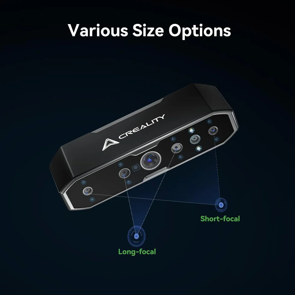 Creality CR-Scan Otter 3D Scanner, Vierlinsiges Stereosystem für 10-2000mm Objekt/Körper/Gesicht Vollfarbscannen, Bis zu 0,02mm Genauigkeit 20fps Geschwindigkeit (MacOS/Windows)
