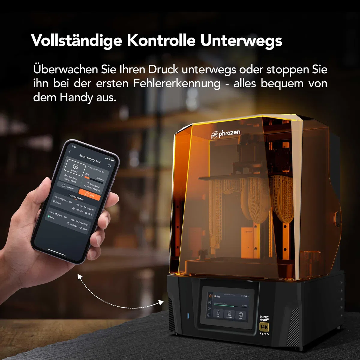 Phrozen Sonic Mighty Revo Resin 3D Drucker | 10,1 Zoll 14K Mono-LCD Bildschirm mit 16.8x24.8 µm Auflösung | Druckgröße 223x126x235 mm | 3D Printer geeignet für Profi