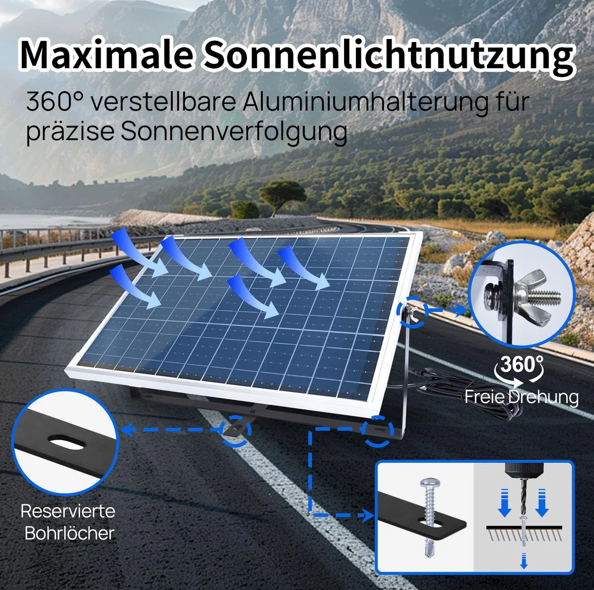 ECO-WORTHY 25W 12V Solar Batterieladegerät, 25W wasserdichtes Solarpanel Kit + verstellbare Halterung + verbesserter Laderegler, geeignet für 12V Batterie in Auto, Wohnmobil, Marine Boot, Motorräd
