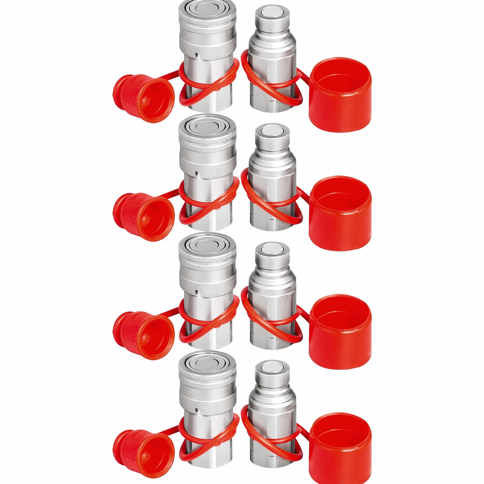 VEVOR Hydraulische Schnellkupplungen Kupplungssatz Schnellkupplung 4 Stk. 1/2 Zoll, Stahl & PVC Hydraulikkupplung Stecker Nicht Verformbar Korrosionsschutz Druckluftkupplung Schnellkupplung Stecker