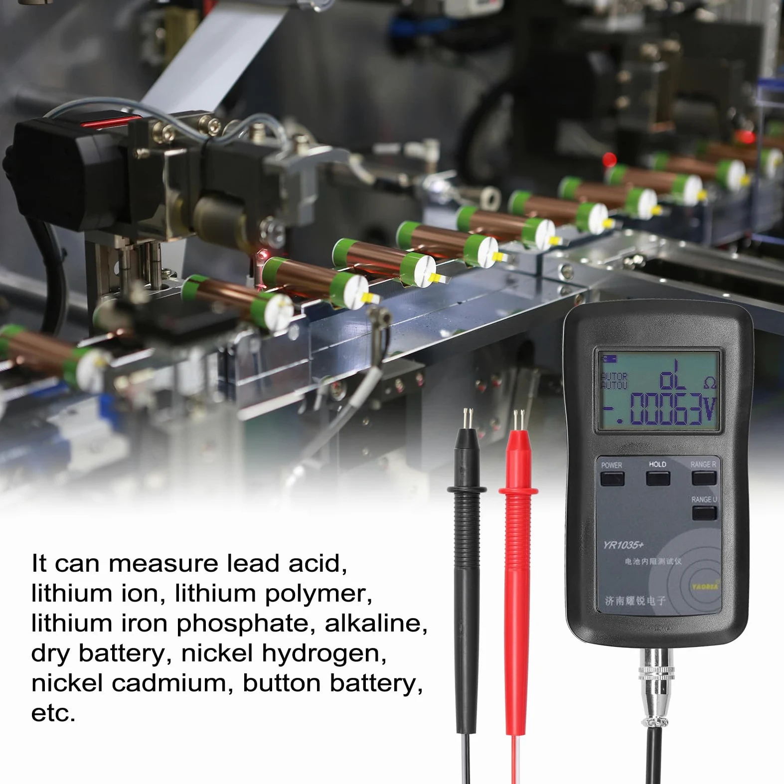 Interner Widerstandstester, hochgenaue schnelle YR1035 Lithiumbatterie Interner Widerstandstest 100V Elektrofahrzeuggruppe