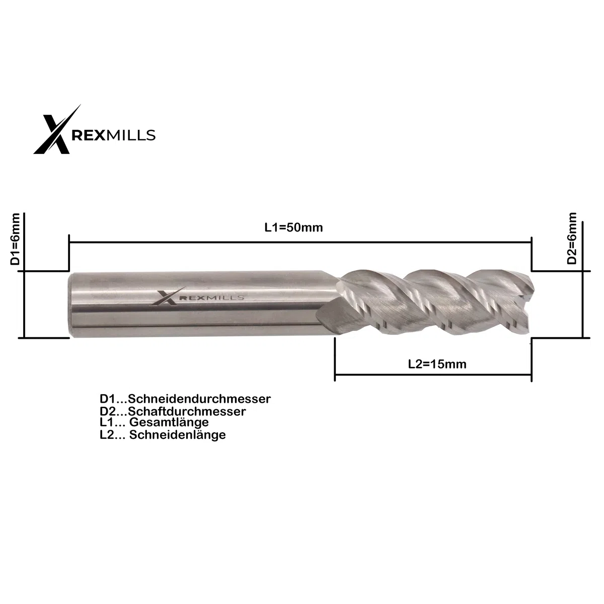 VHM Schaftfräser Ø 6mm mit 3 Schneiden - Hartmetall Schlichtfräser zur Aluminiumbearbeitung (6mm)