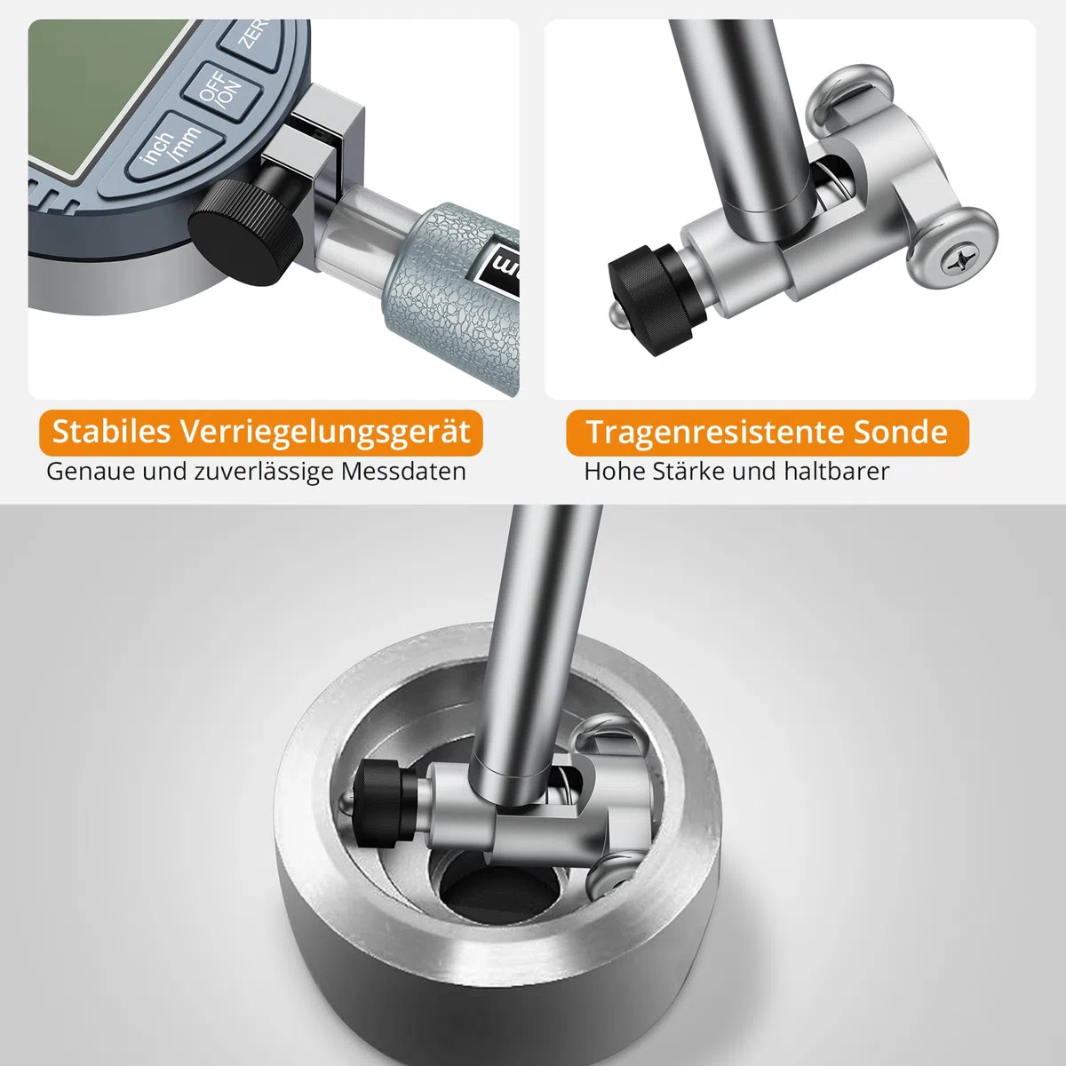 Neoteck Bohrungslehre Messuhr Set 18-160 mm Innendurchmesser Messuhr Aluminiumlegierung Hohe Präzision 0,01 mm Dial Bore Gauge Industriemesswerkzeug