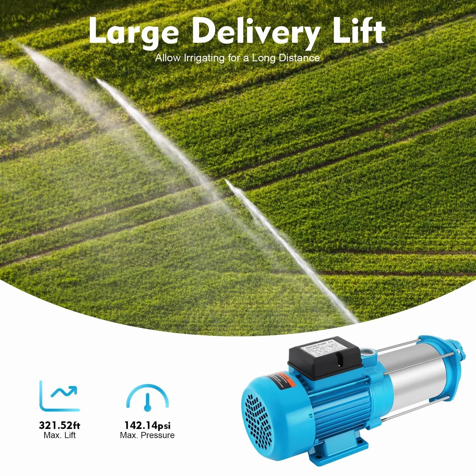 10 Bar Kreiselpumpe Selbstansaugend 1300W Gartenpumpe 100m/98m Förderhöhe Hauswasserwerk Selbstansaugend 4000 L/H Wasserpumpe 230V Kreiselpumpe für Bauernhöfen und Garten