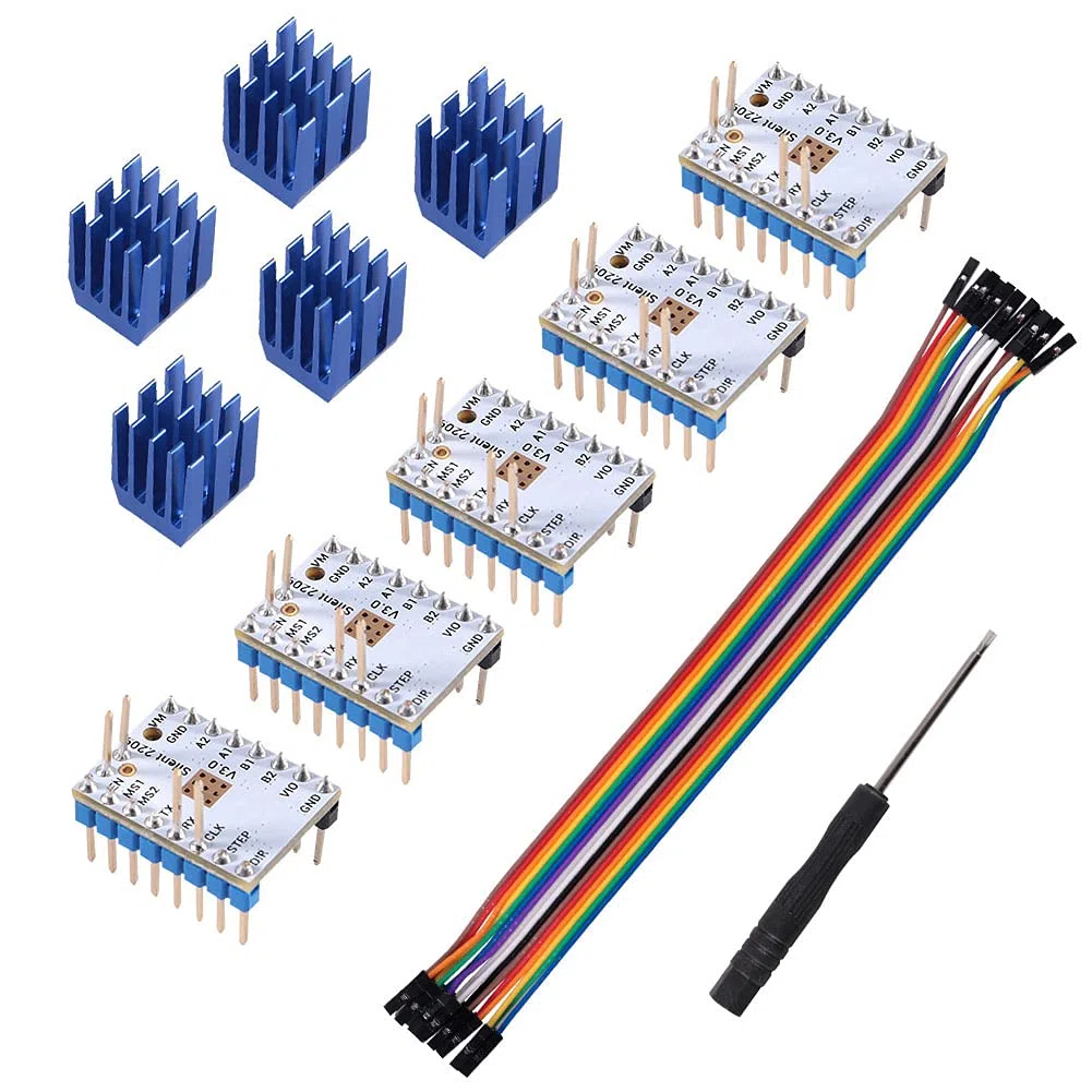 5pcs 3D-Drucker TMC2209 V3.0 Schrittmotortreiber, TMC2209 Schrittmotortreibermodul mit Kühlkörper-Mute-Antrieb 256 Mikroschritte für 3D-Drucker-Controller-Boards SKR V1.3 MKS GEN L Rampen