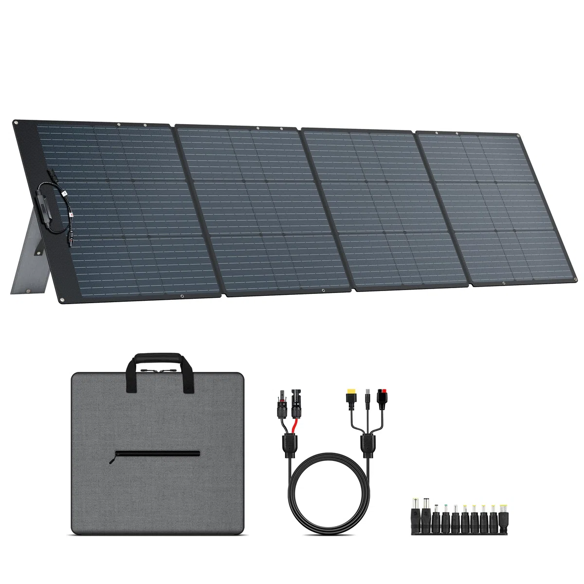 200W Tragbares Solarpanel, 20.5V Faltbares Solarpanel Kit mit 10 Anschlüssen, Solar Panel mit Ständern, IP65 Wasserdicht Solar Ladegerät für Camping Portable Power Station Laptops Wohnmobil