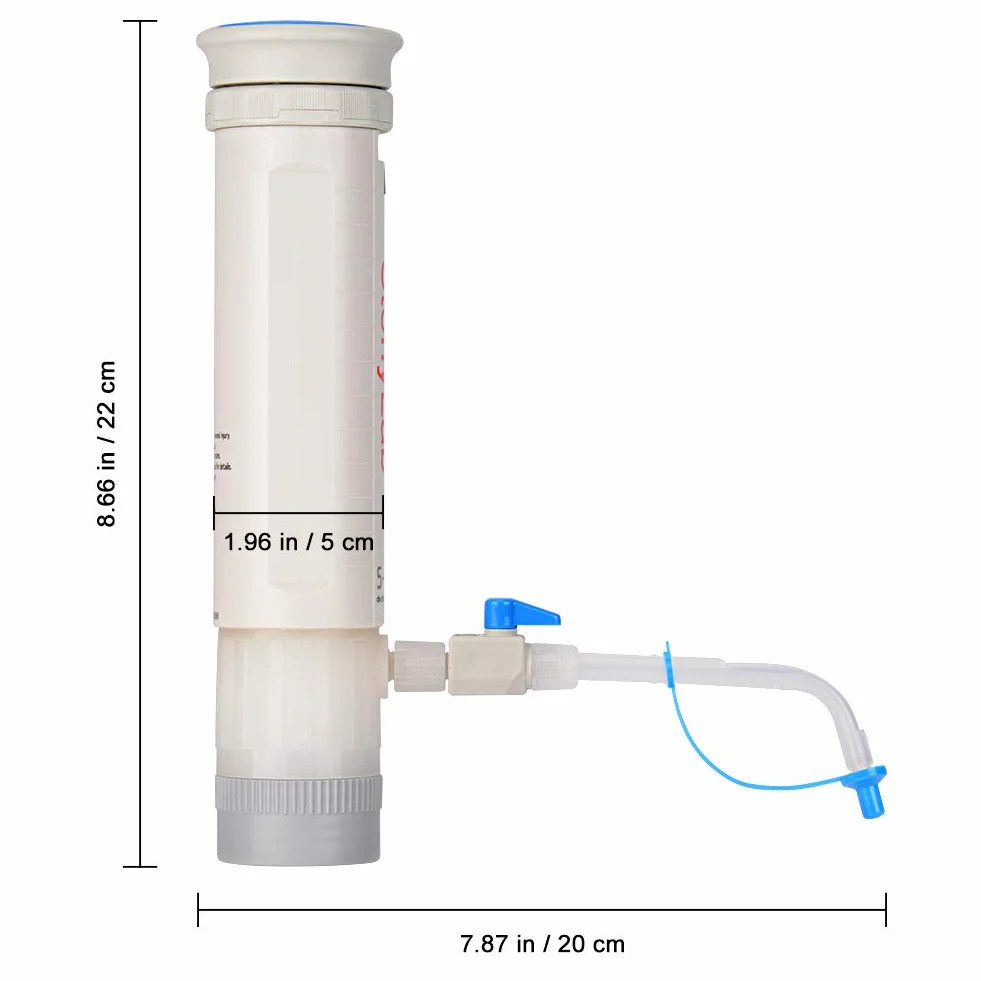stonylab Flaschenaufsatzdispenser, Autoklavierbarer Verstellbarer Flaschenaufsatzdispenser mit 500ml Borosilikat-Reagenzflasche und Adaptern, Bottle Top Dispenser für die Laborforschung, 5-30ml