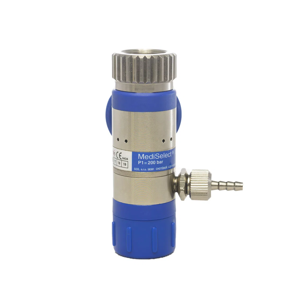 Sauerstoff Druckminderer (O2 Med.) MediSelect 25 "GCE" kurzer Anschlussbolzen, 0-25 l/min regelbar