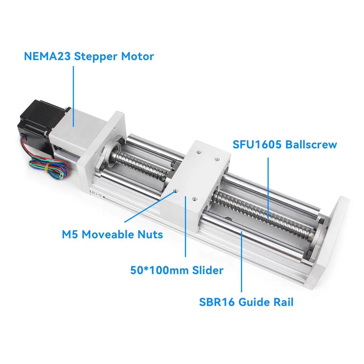 RATTMMOTOR CNC Linearführung,Linearantrieb Effektive Länge 300mm, Lineartisch-Actuator Kugelumlaufspindel SFU1605 mit Nema23 Schrittmotor Für X Y Z Achse Linearschienenführung