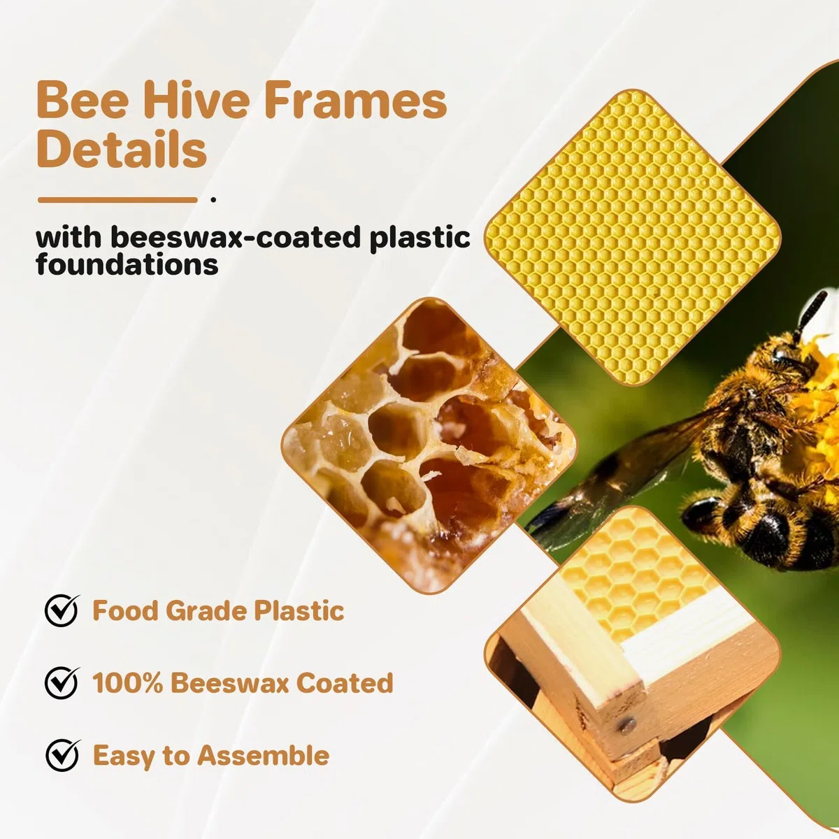 Bienenstock, Beute Für 30 Rahmen, Mit Bienenwachs Beschichtetes Tannenholz, 2 Tiefe + 1 Mittelgroßer Bienenkasten, Langstroth-Bienenstock-Set, Transparente Acrylfenster Mit Fundamenten