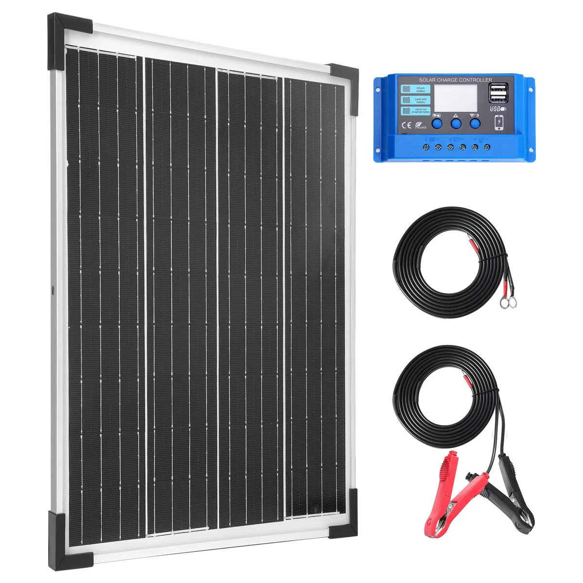 Nicesolar 20W Mono Solarpanel Kit 12V Monokristallines Solarmodule System-set Solaranlage Komplettset 12 Volt für Auto RV Marine Boot
