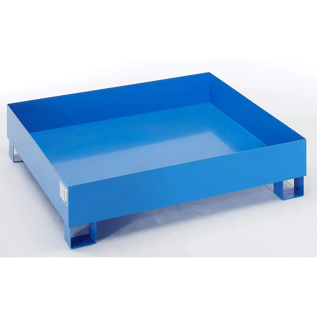 eurokraft | Stahl-Auffangwanne für 200-l-Fässer | LxBxH 1200 x 1200 x 285 mm | ohne Zulassung | Blau pulverbeschichtet | mit Gitterrost