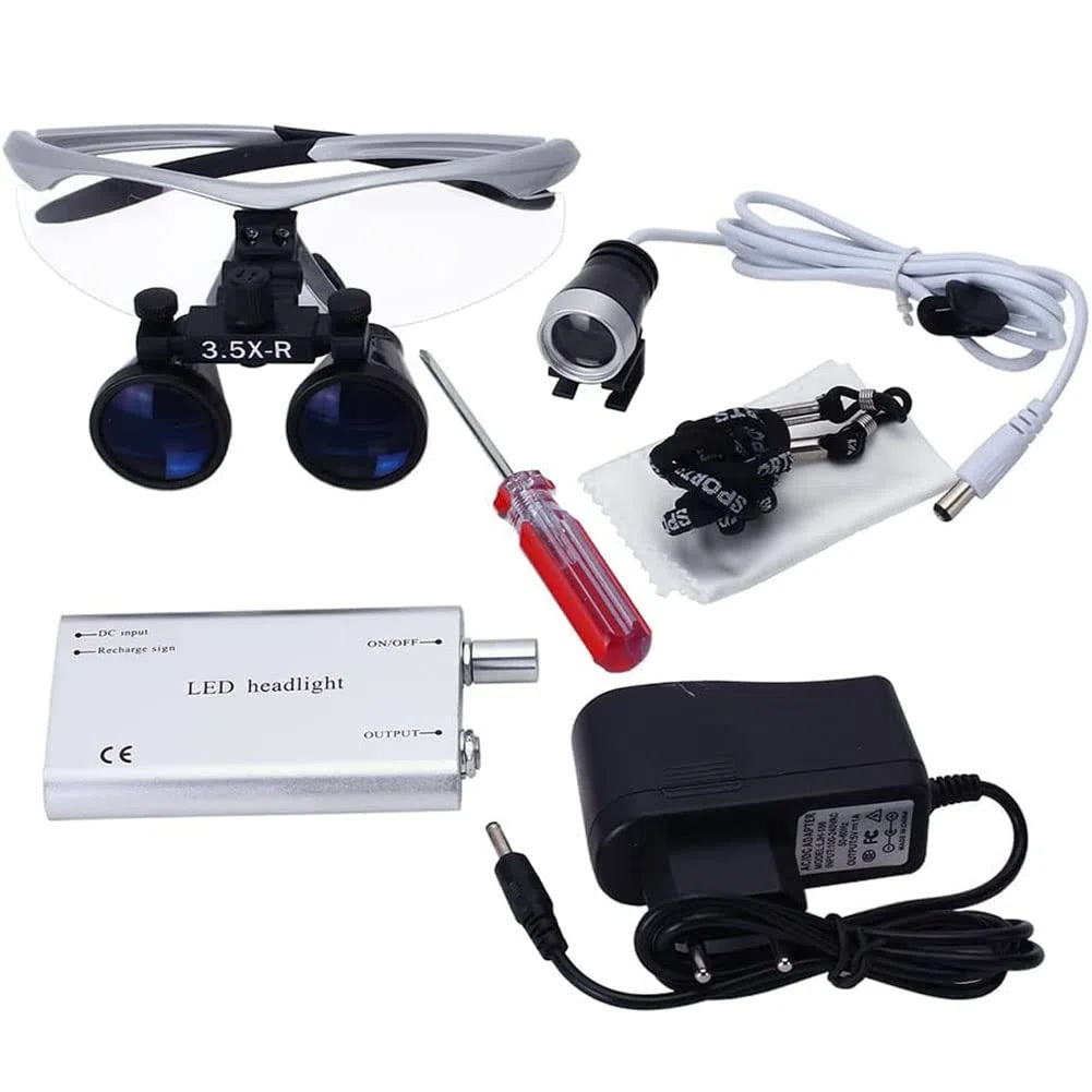 Lupenbrille Zahnarzt,Medizinische Lupenbrille Mit Licht,Kopfband Lupen, Brillenlupe,Binokular Lupen Surgical Loupes,Dental Chirurgische Medical Für Lesen Handwerk Juweliere Nähen Und Reparatur 3,5 x